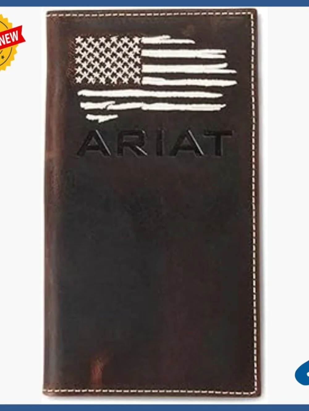 Genuine Leather Bi-Fold Wallet with ID Window and Checkbook Holder
